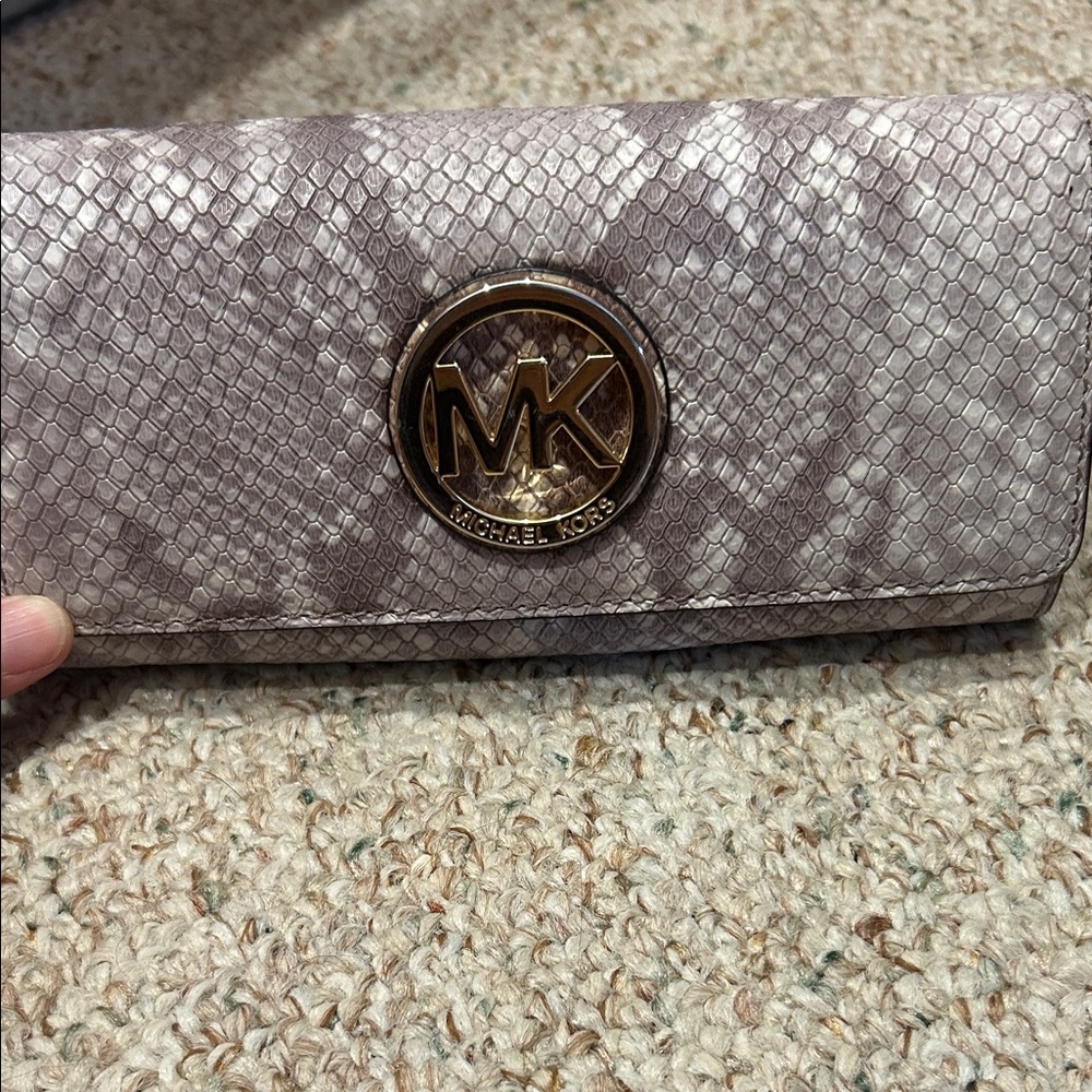 Michael Kors Taupe Snake Print Wallet